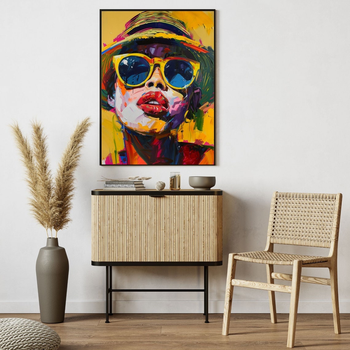 Pop Art Woman With Yellow Sunglasses And Hat Poster Bright Sun - Image 3
