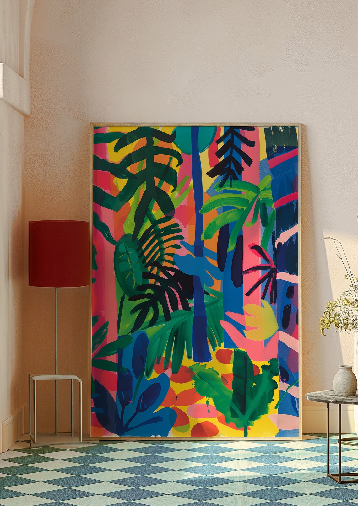 Colorful Electric Jungle Canopy Banana Leaves Vibrant Modern Poster - Image 6