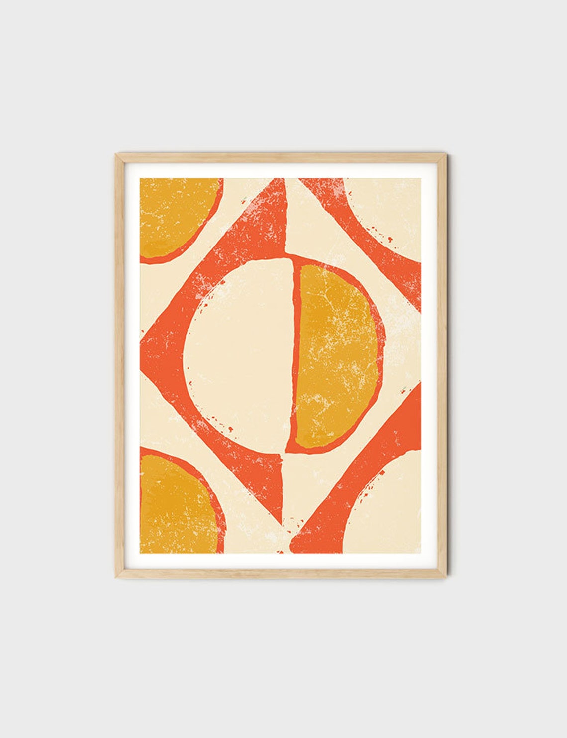 Coral Tangerine Abstract Geometric Sun Shape Modern Art Wall Poster - Image 4