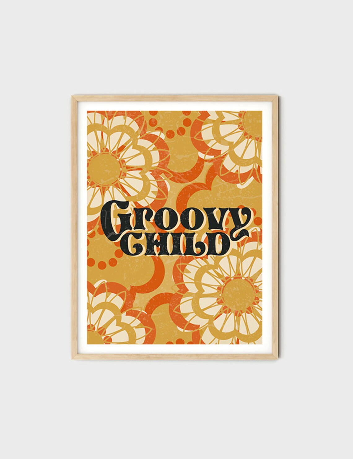 Groovy Child Mustard Brown Floral 70s Bohemian Retro Art Poster - Image 9
