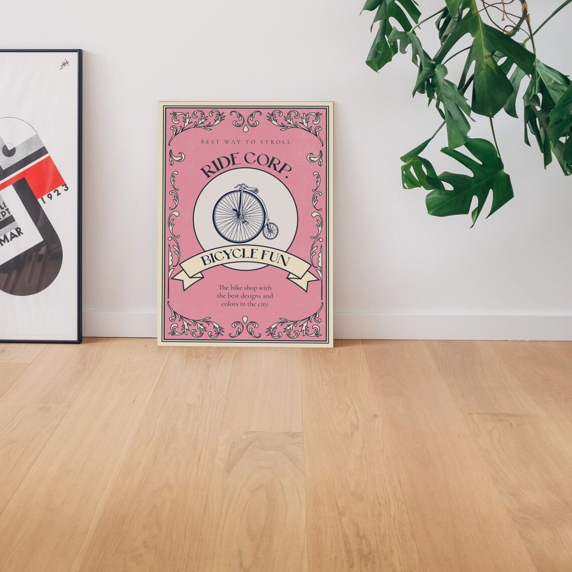 Ride Corp Bicycle Fun Pink Penny-Farthing Vintage Art Poster - Image 5