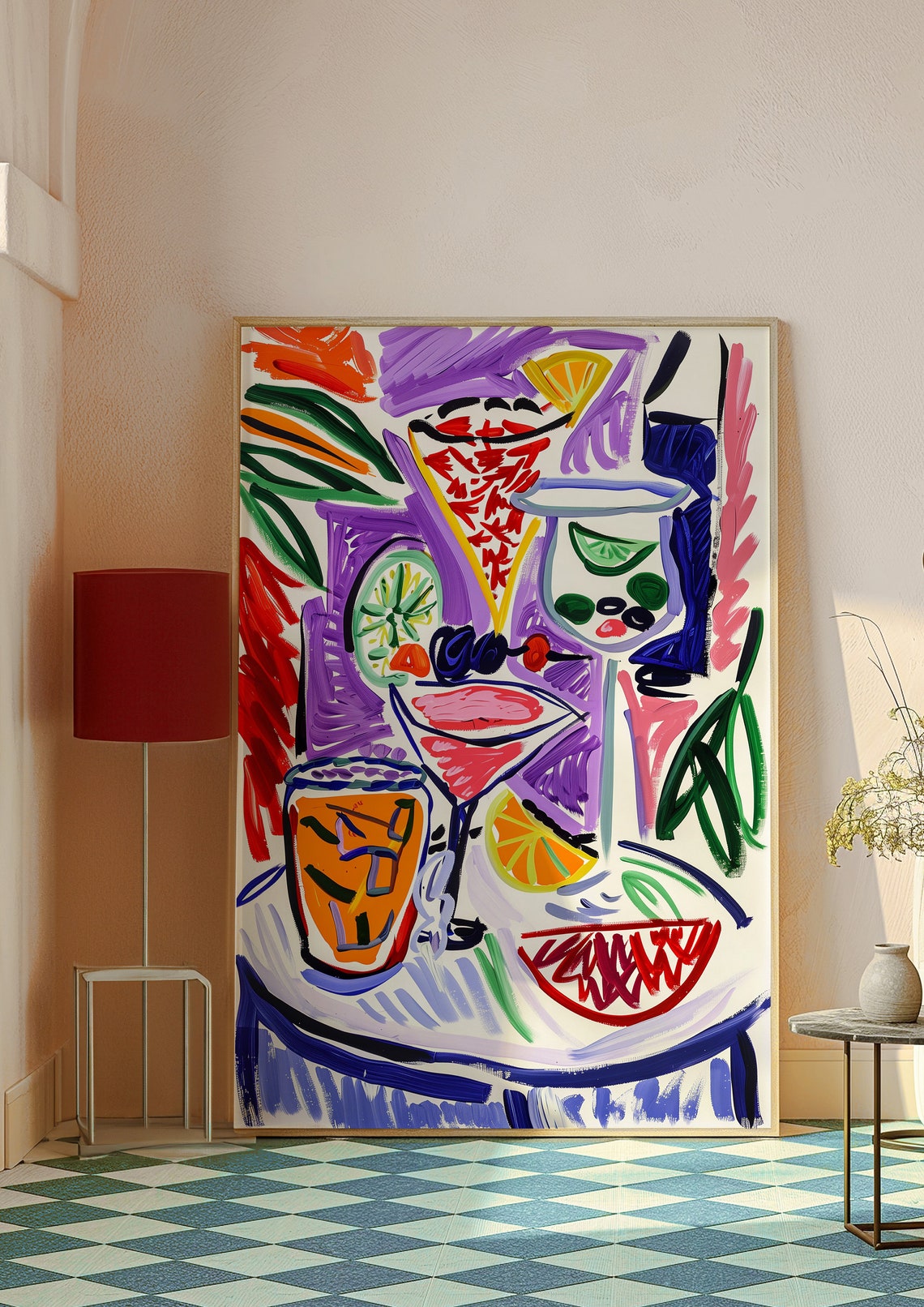 Purple Abstract Cocktail Martini Citrus Modern Chic Art Poster - Image 7