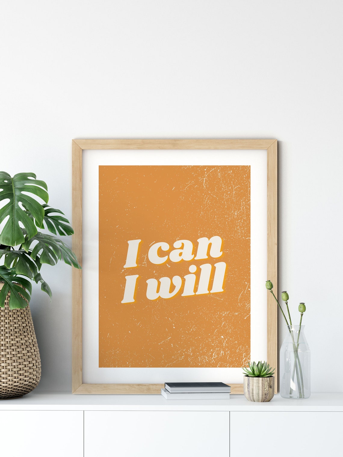I Can I Will Mustard Orange Retro Bold Quote Typography Wall Poster - Image 6