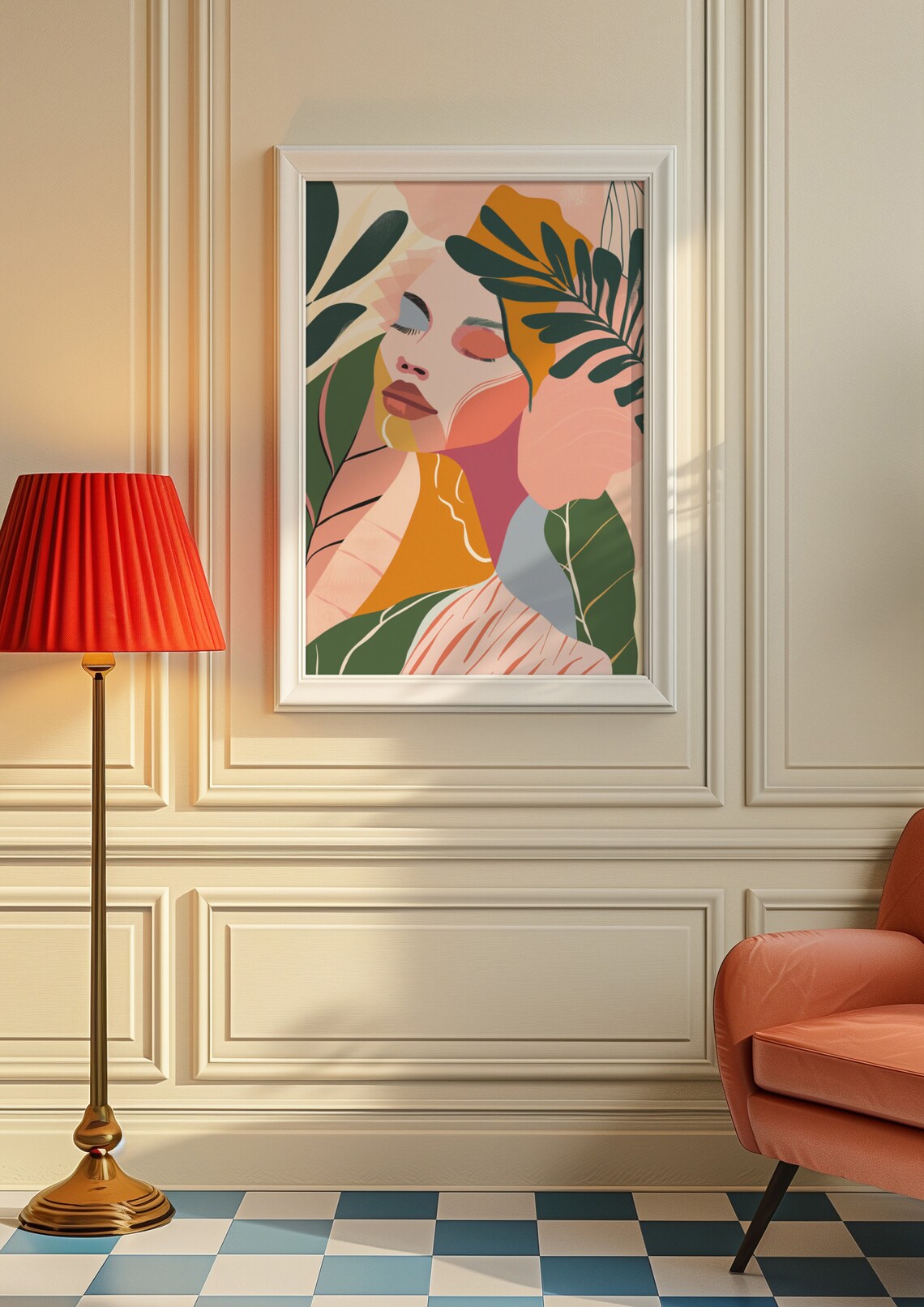Woman Face Among Lush Tropical Leaves Dreamy Portrait Poster - Image 8