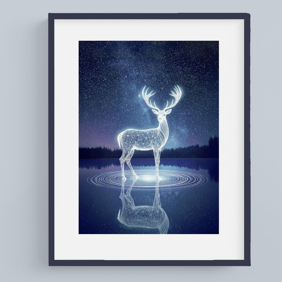 Glowing Deer Art Print Geometric Deer Print Animal Spirit Design Spirit Animal Art Ethereal Animal Art Spiritual Art 086 - Image 2