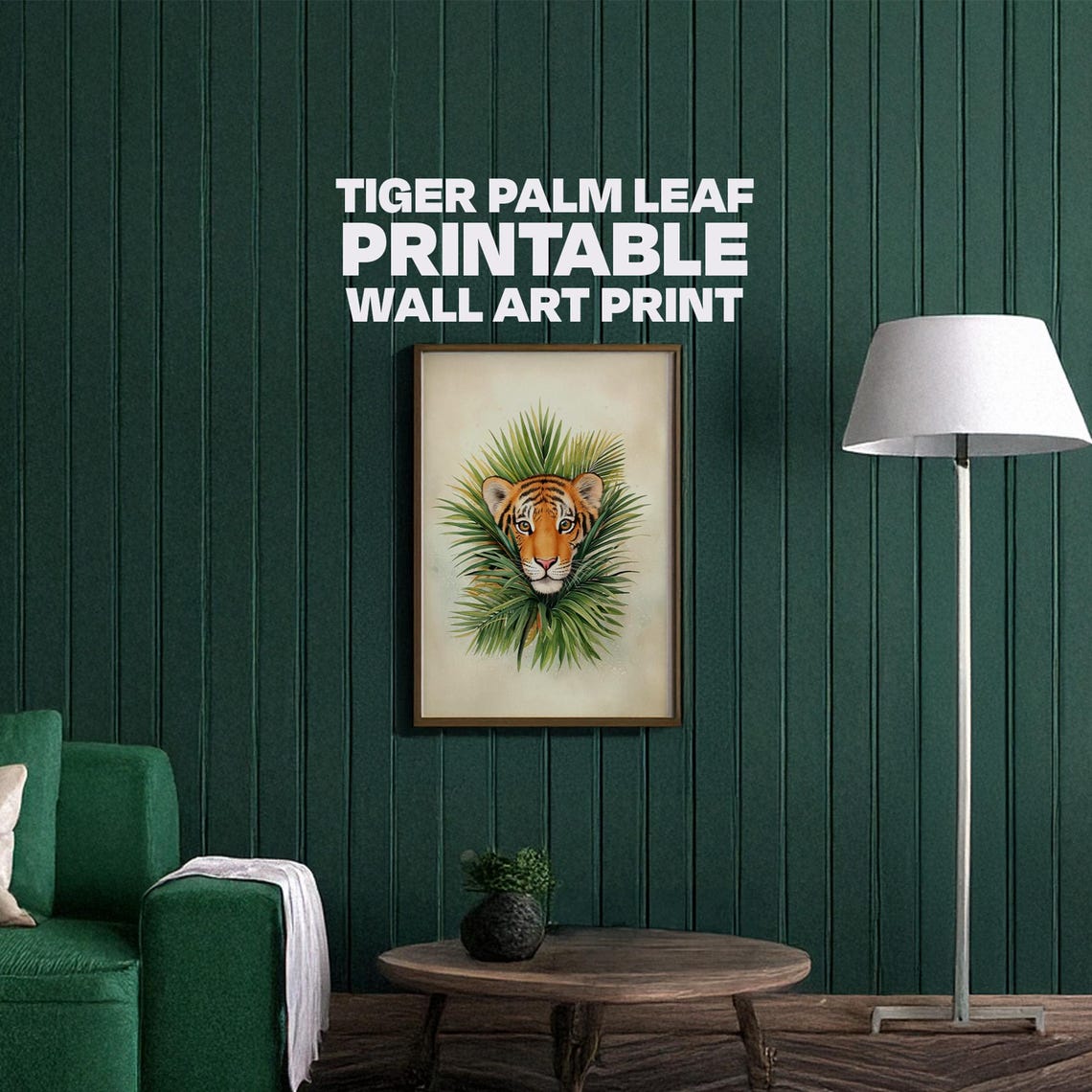 Majestic Tiger Face Framed by Tropical Palm Leaves Jungle Poster - Image 3