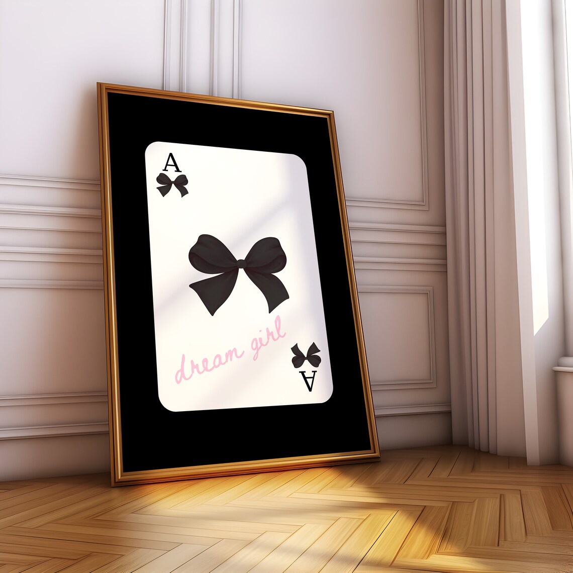 Dream Girl Ace Card Black Bow Coquette Aesthetic Illustration Poster - Image 3