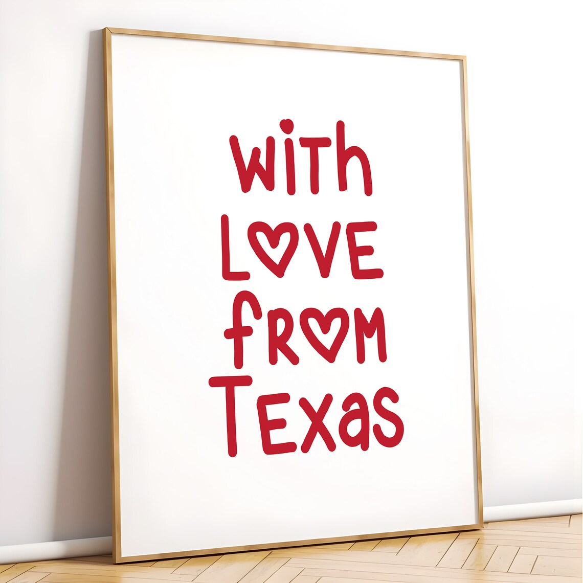 With Love From Texas Red Heart Hand Lettering State Pride Poster