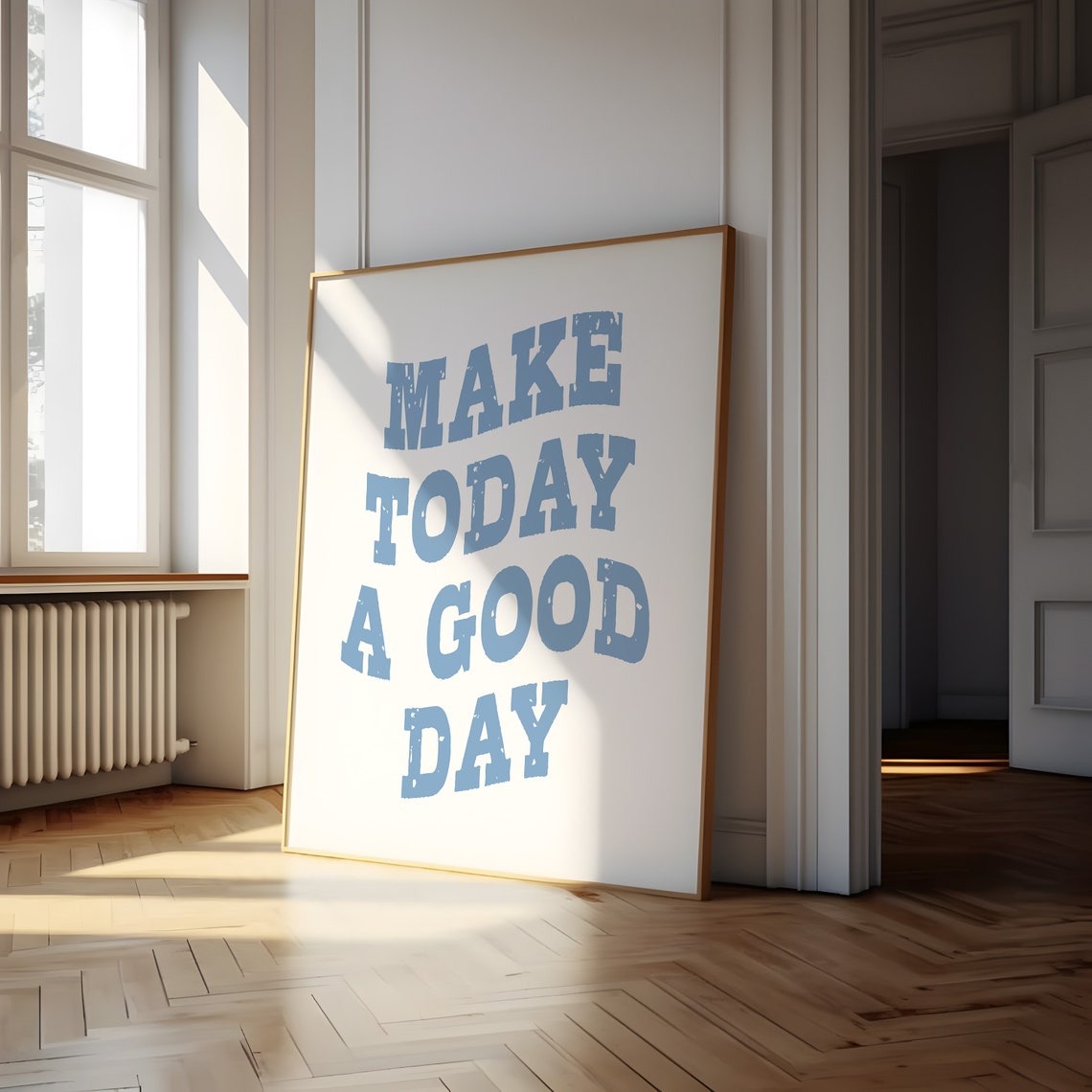 Trendy Cowgirl Coastal Wall Art Make Today A Good Day Cowgirl Blue Western Inspired Wall Art Trendy College Gallery Wall Art Print - Image 3