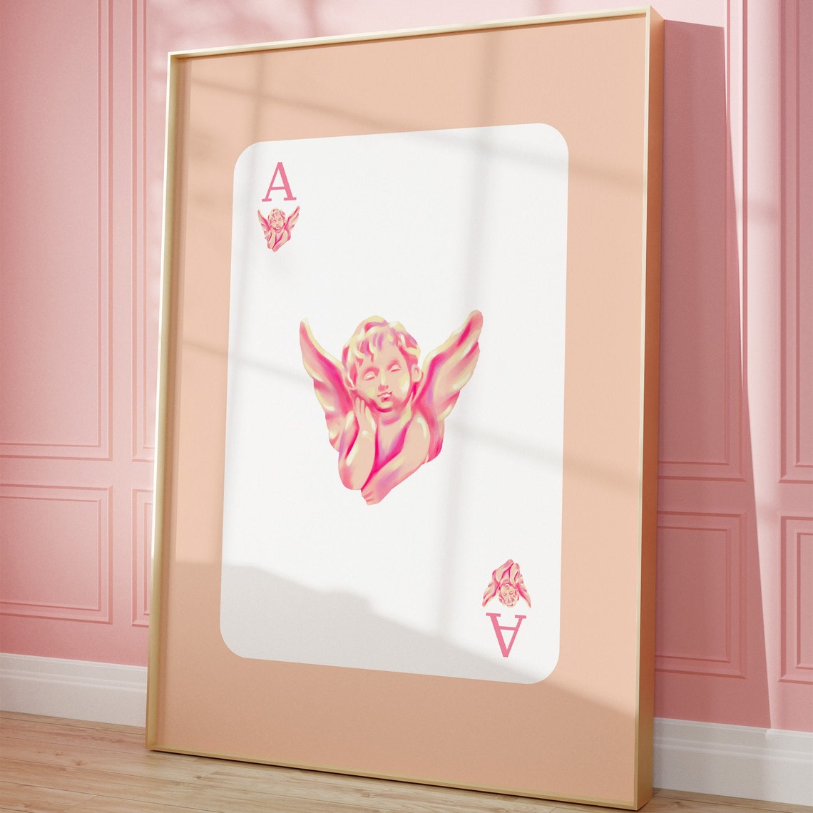 Pink Ace Cherub Playing Card Coquette Balletcore Aesthetic Room Poster - Image 2