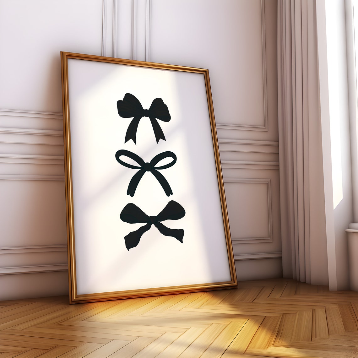 Three Black Bow Silhouettes Minimalist Coquette Balletcore Poster - Image 3