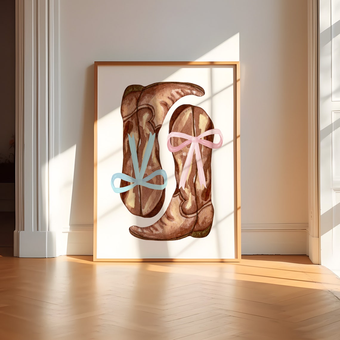 Cowgirl Boots With Pastel Bows Coquette Western Room Decor Poster - Image 4