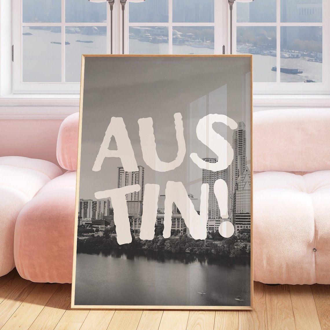 Austin City Skyline Black And White Photo Quote Typography Poster