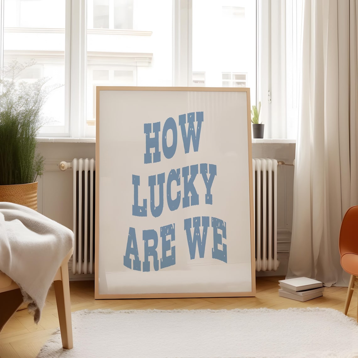 How Lucky Are We Cowgirl Coastal Blue Art Print - Image 3