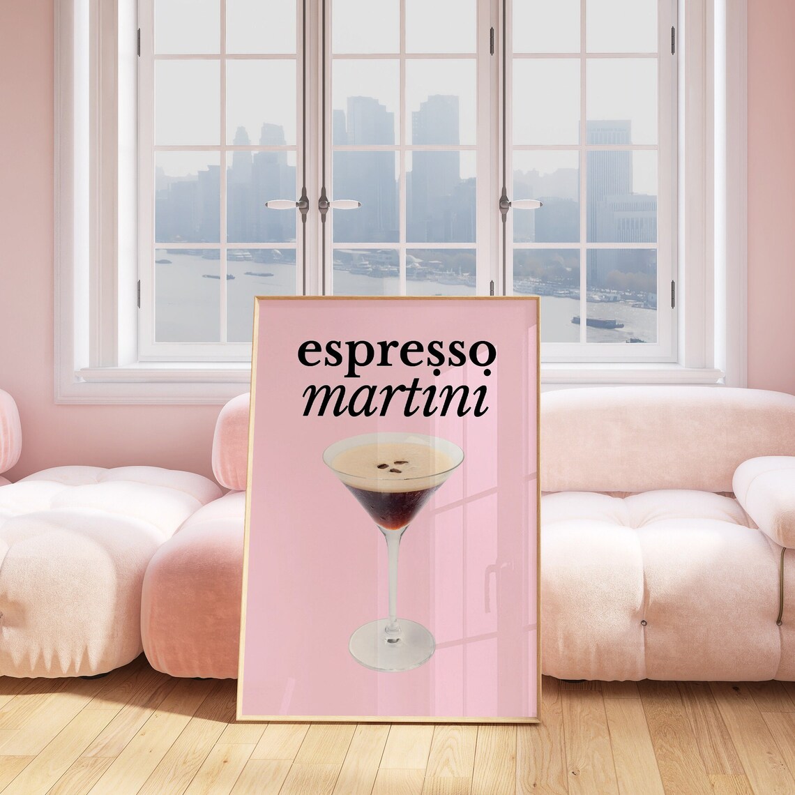 Espresso Martini Pink Cocktail Glass Martini Bar Cart Poster - Image 3