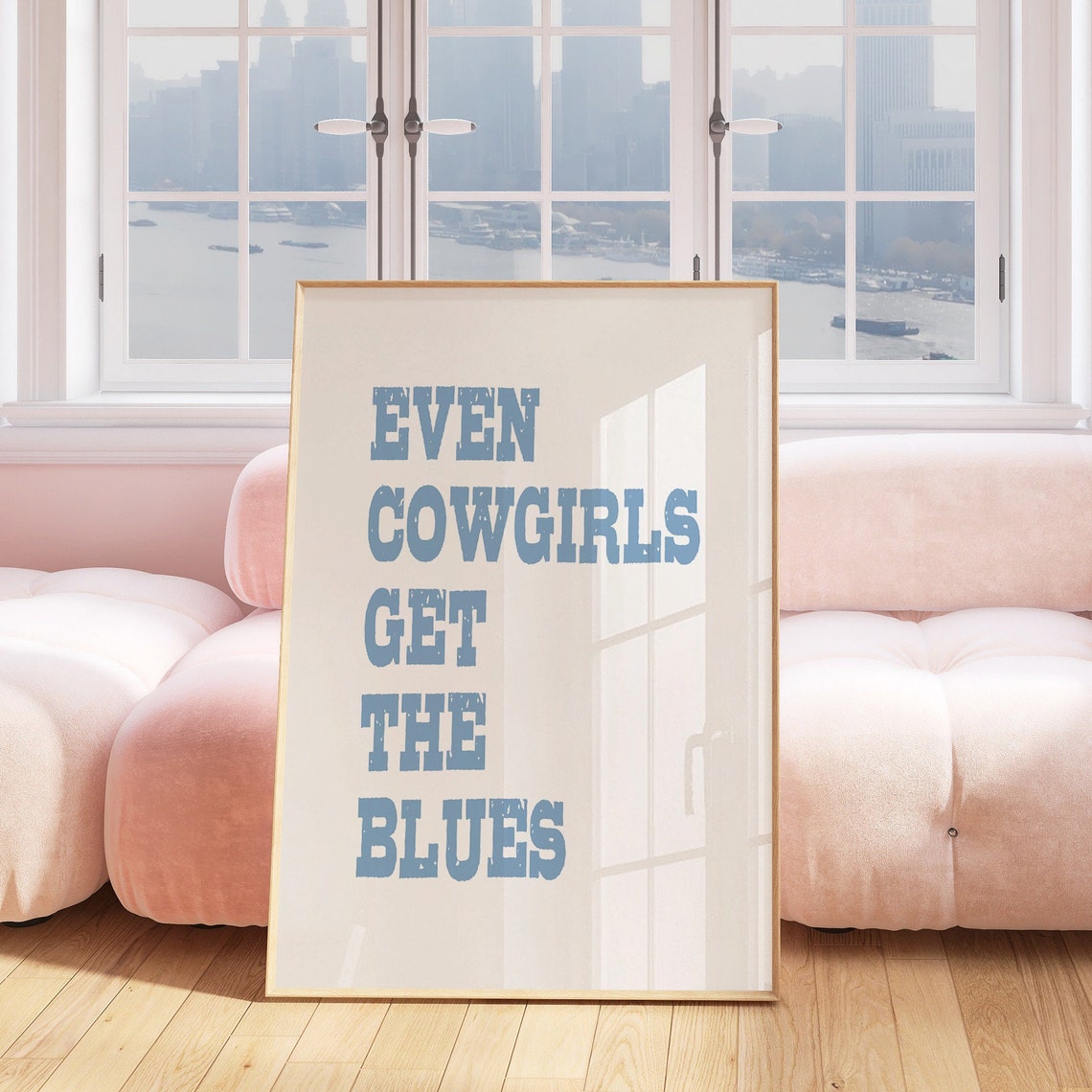 Trendy Cowgirl Wall Art Even Cowgirls Get The Blues Cowgirl Coastal Blue Western Inspired Wall Art Trendy College Gallery Wall Art Poster - Image 2