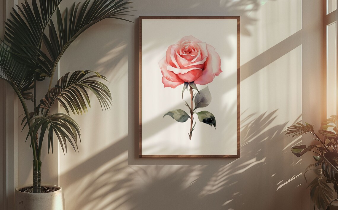 Pink Rose Watercolour Art Print, Floral Gift For Her - Image 6