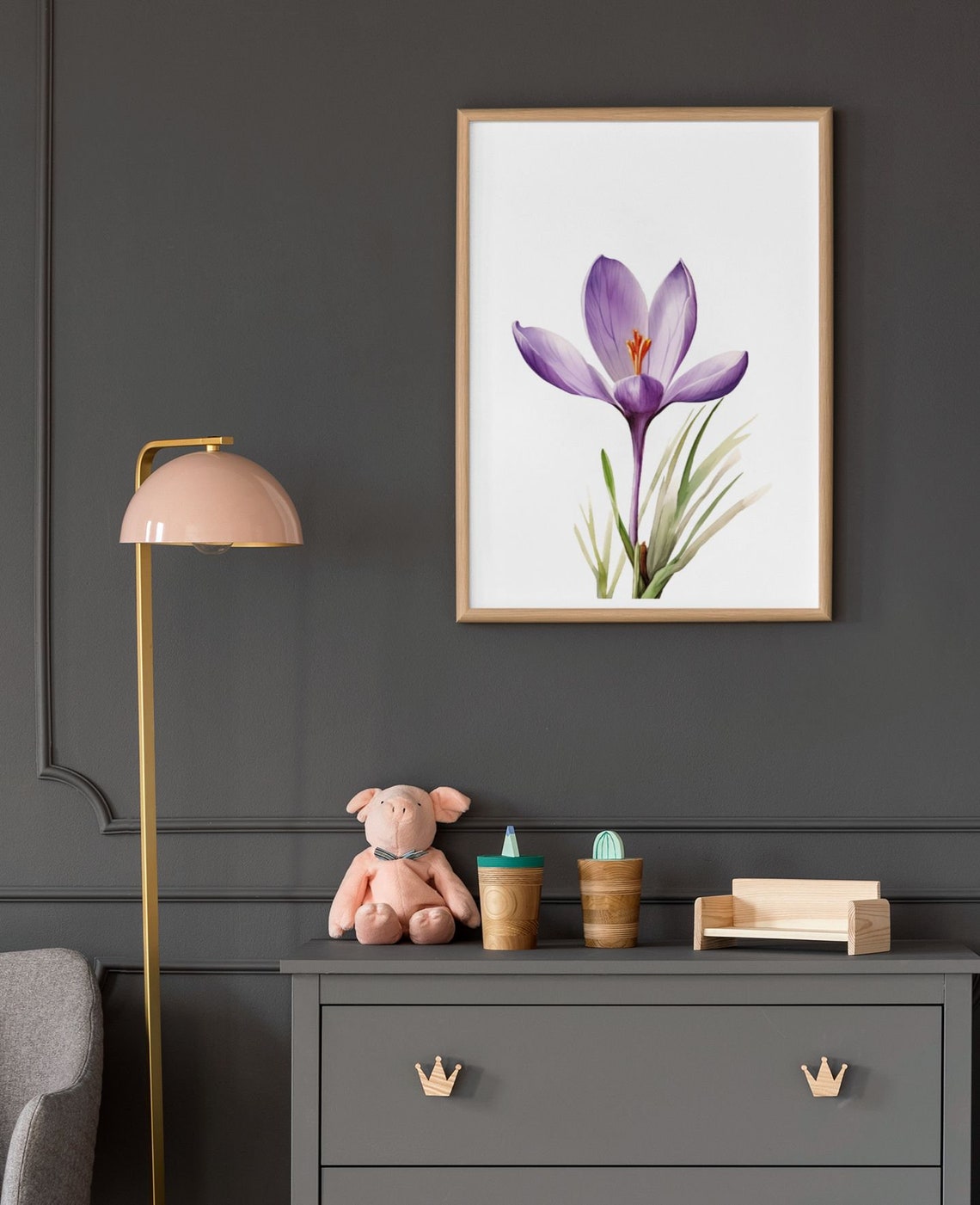 Vivid Purple Crocus Bloom Bold Bright Watercolor Spring Art Poster - Image 8