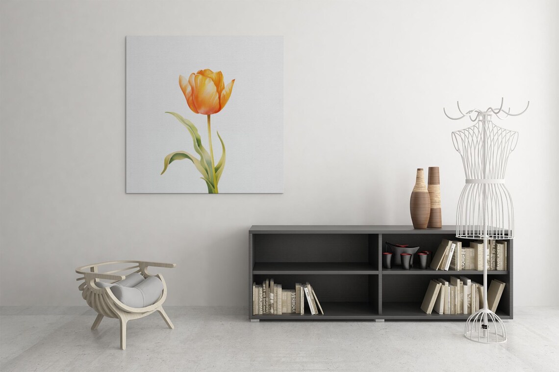 Orange Tulip Single Flower Watercolour Botanical Flower Poster - Image 6