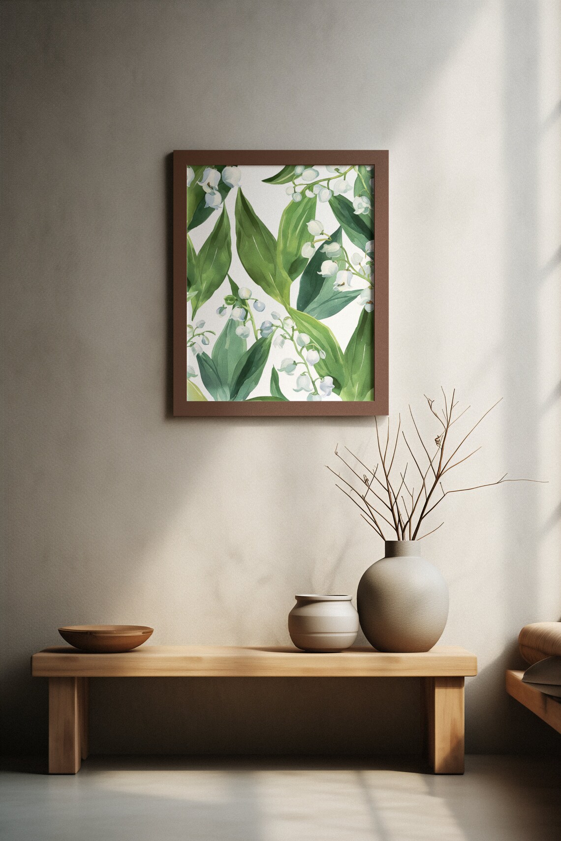 Lily of the Valley White Bells Watercolor Floral Botanical Poster - Image 4