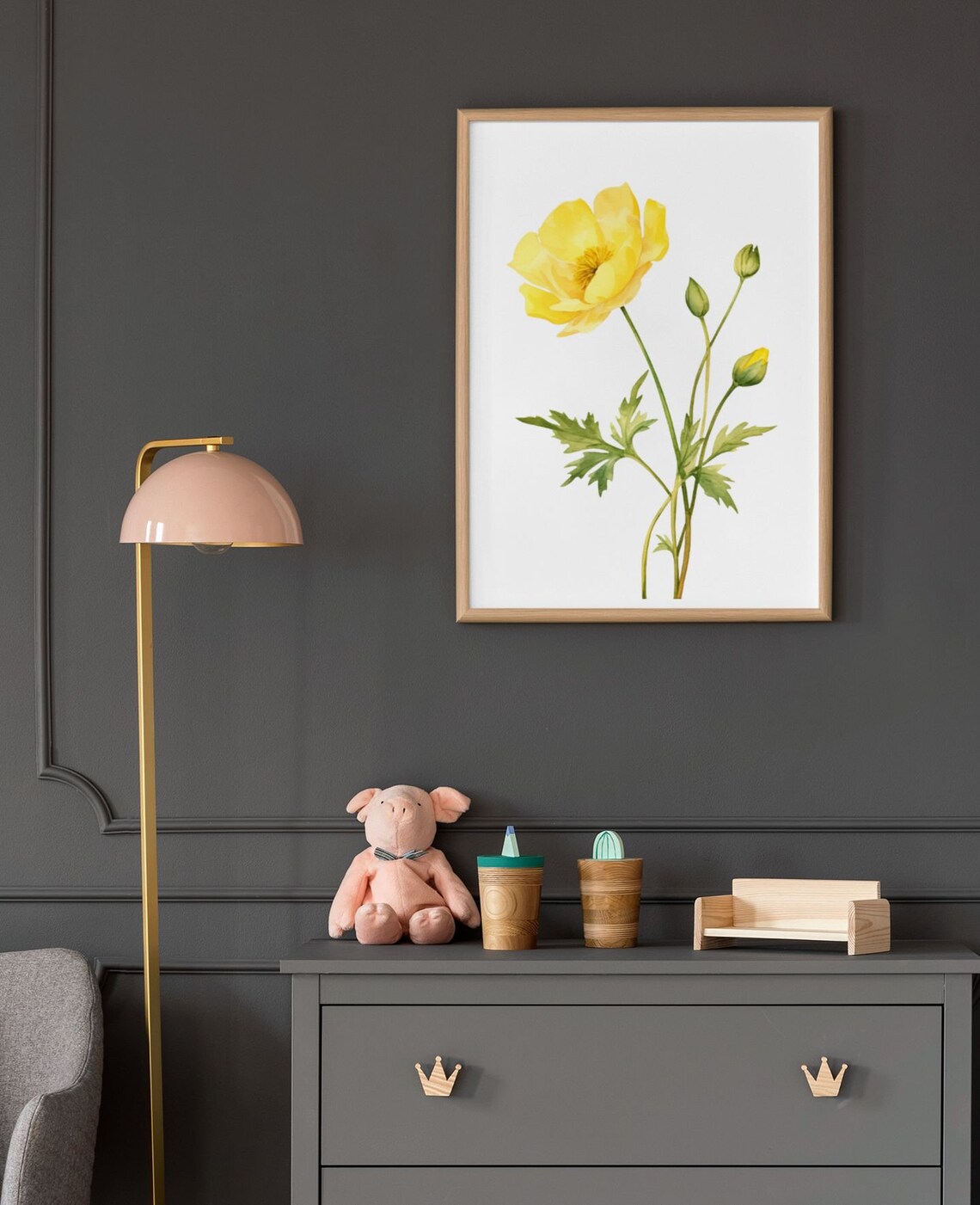Sunny Yellow Buttercup Flower Botanical Watercolour Art Poster - Image 9