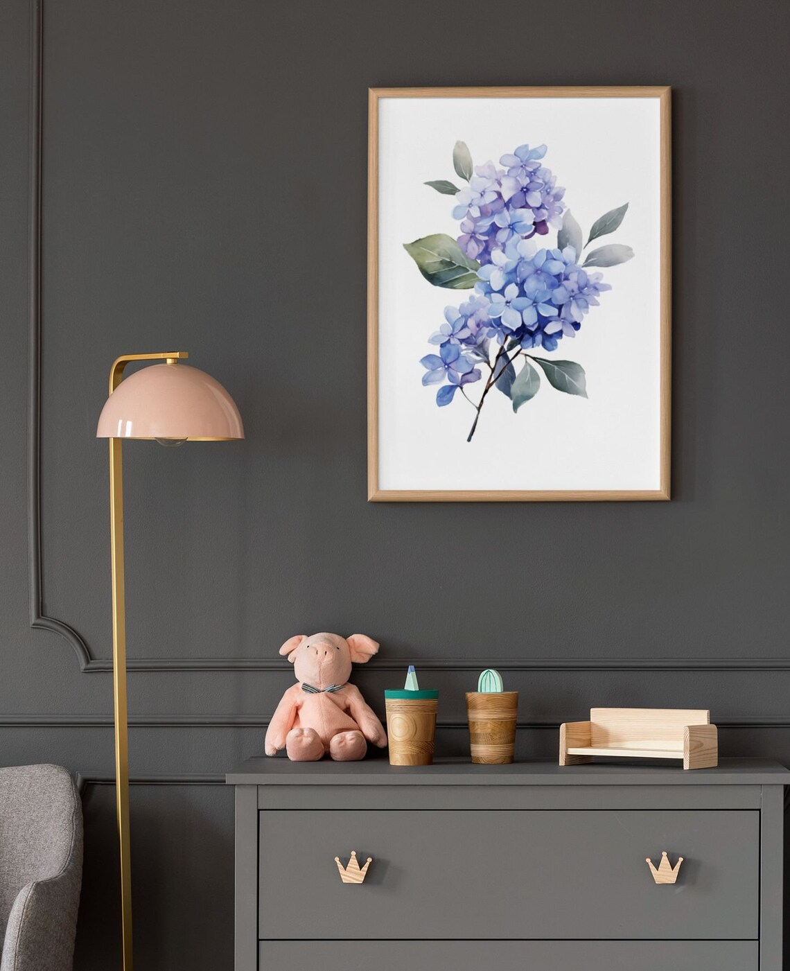 Blue Lilac Blossom Cluster Watercolour Botanical Flower Poster - Image 9