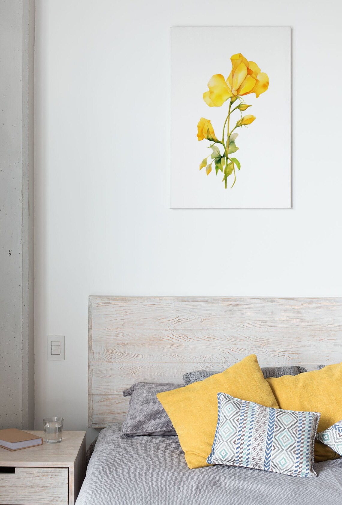 Yellow Sweet Pea Bloom and Two Buds Watercolour Flower Poster - Image 8