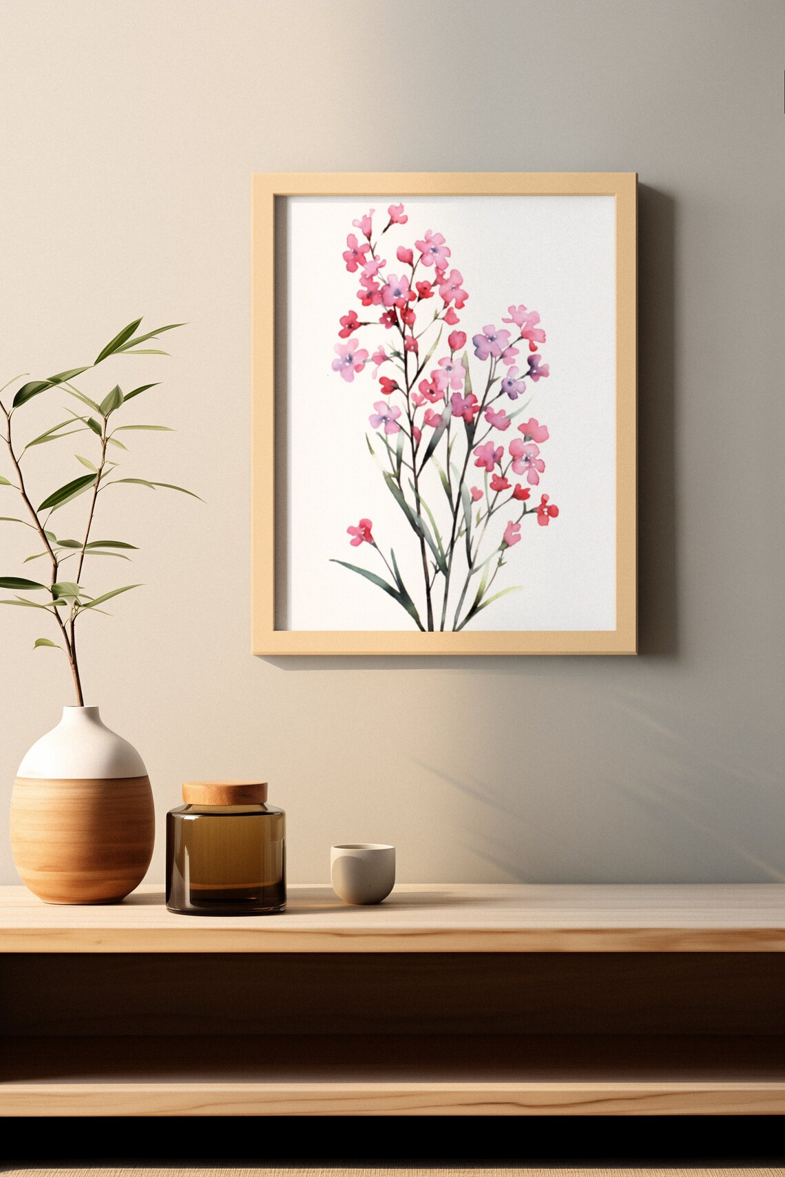 Pink Forget-Me-Not Sprays Delicate Watercolor Flower Art Poster - Image 3