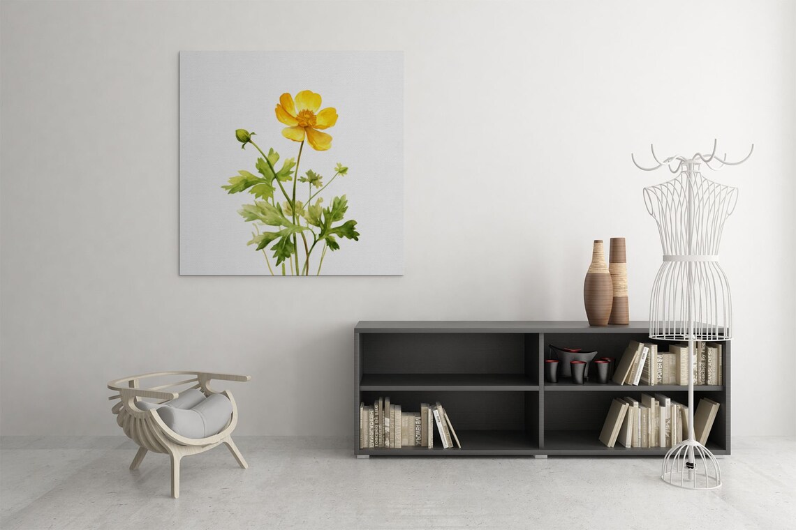 Yellow Buttercup Wildflower Sunny Watercolor Botanical Art Poster - Image 9