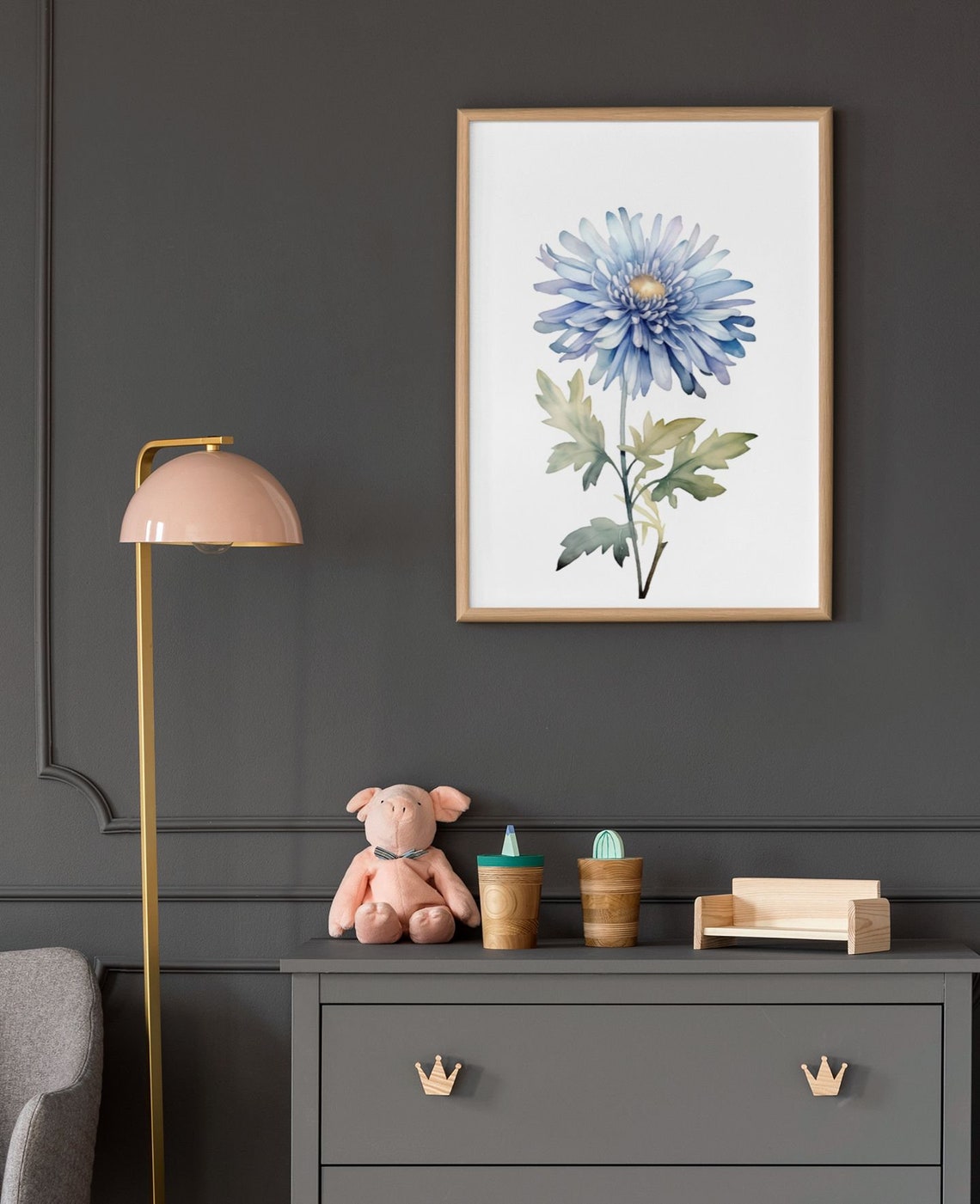 Pale Blue Aster Bloom Delicate Watercolour Botanical Flower Poster - Image 7
