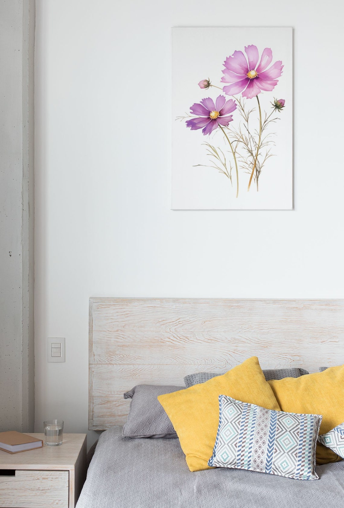 Purple Cosmos Flower Blooms Watercolour Botanical Flower Poster - Image 5