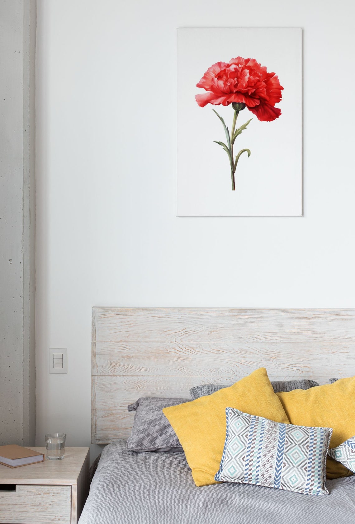 Red Carnation Tall Stem Classic Elegant Watercolor Botanical Poster - Image 7