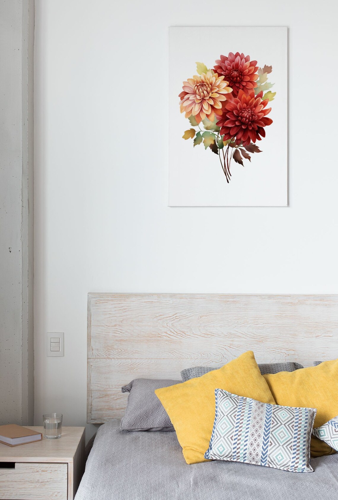 Warm Red Dahlia Autumn Bouquet Watercolour Botanical Flower Poster - Image 5