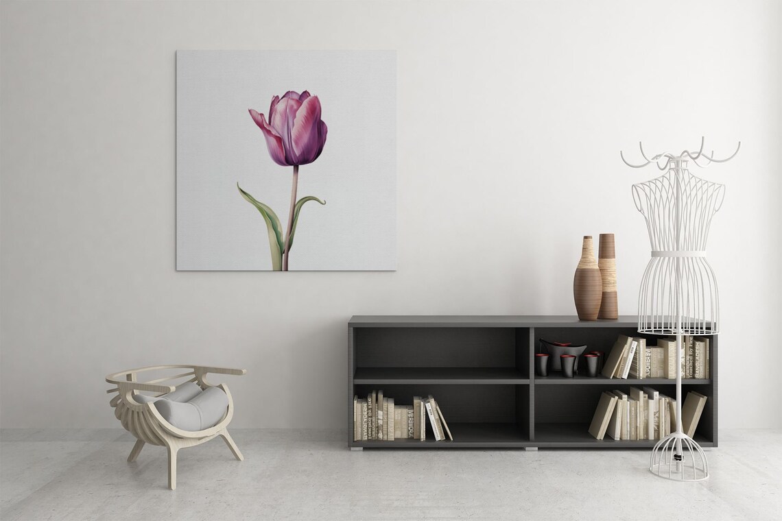 Purple Tulip Single Bloom Watercolour Botanical Flower Poster - Image 9