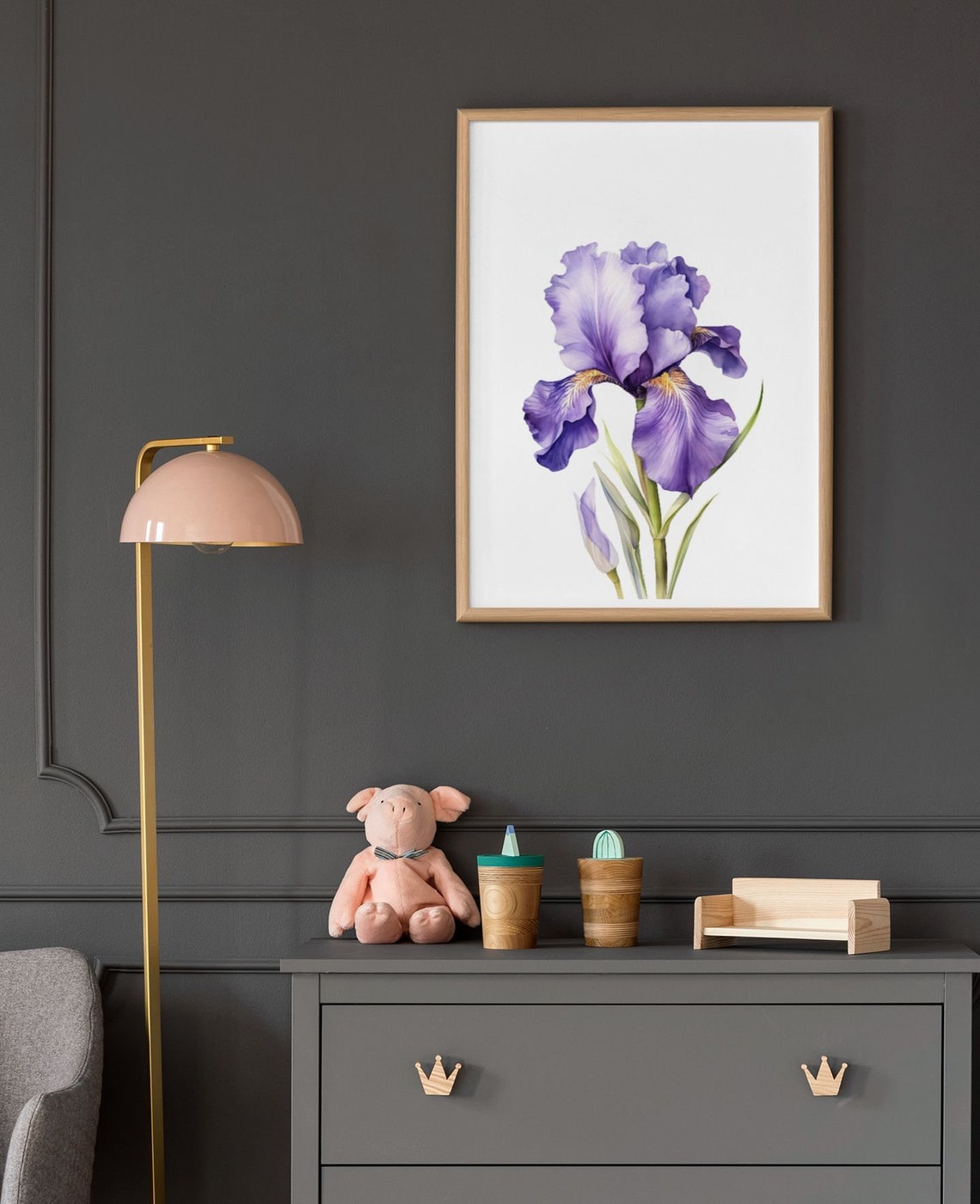 Single Purple Iris Bloom Refined Watercolor Floral Botanical Poster - Image 9