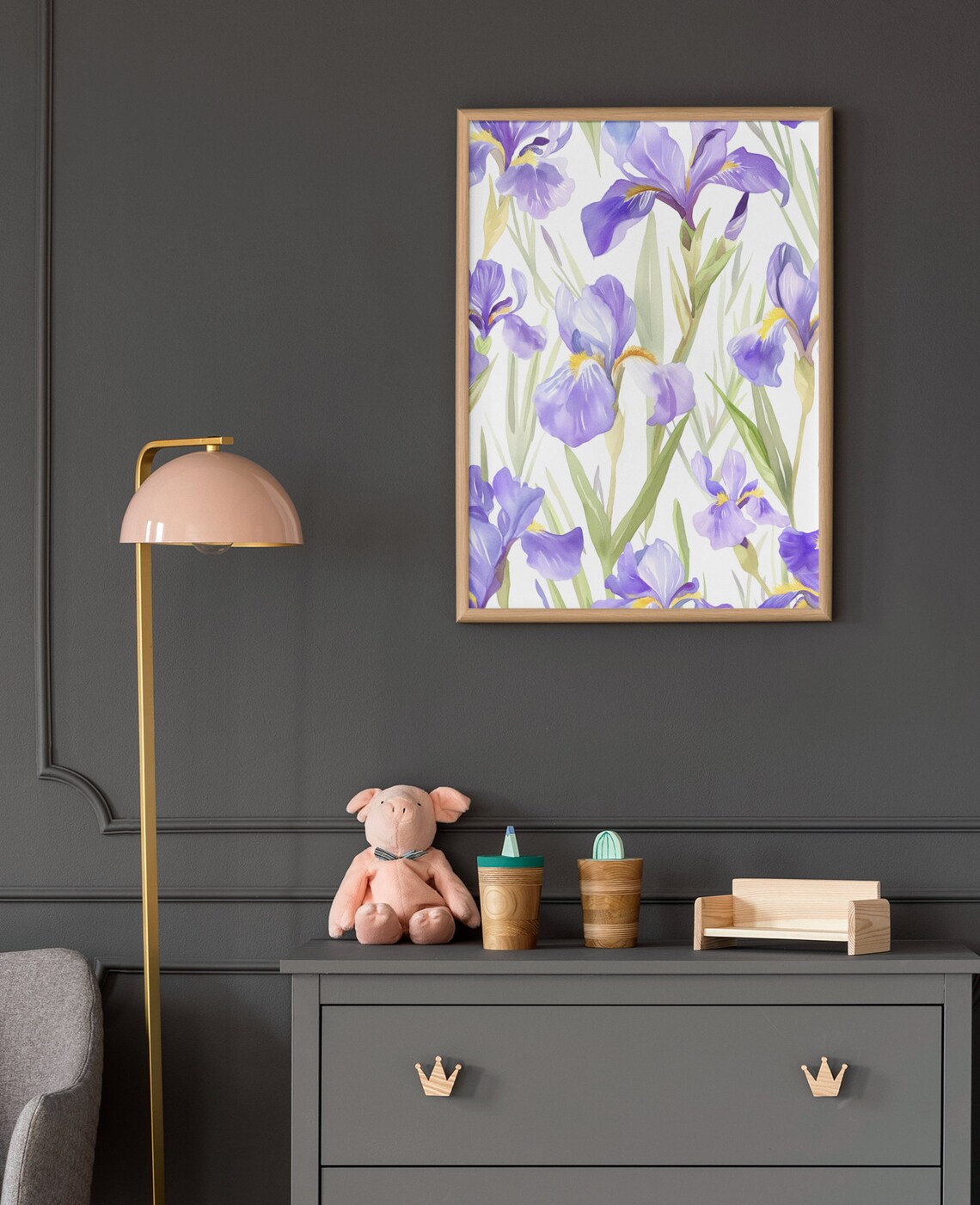 Purple Iris Blooms Graceful Watercolor Floral Botanical Poster - Image 4