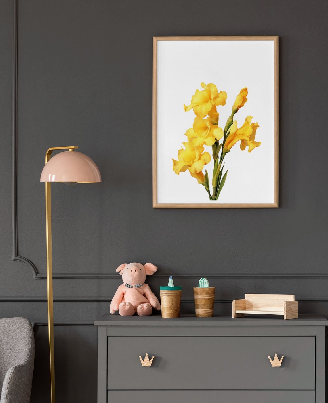 Yellow Gladiolus Blooms Sunny Watercolour Botanical Flower Poster - Image 8