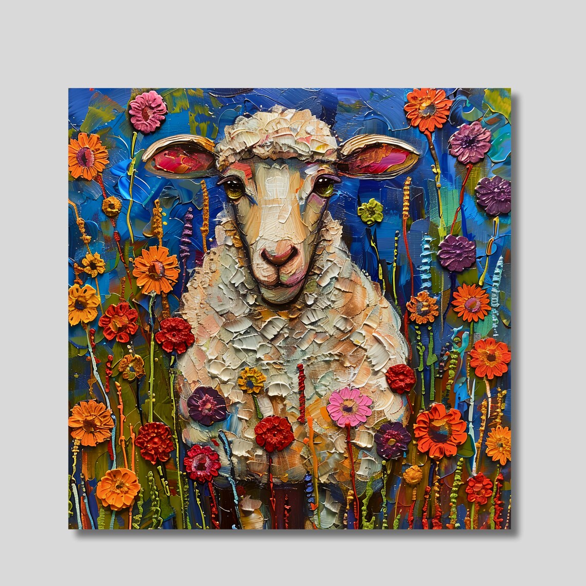 White Sheep Folk Art Farmhouse Wall Art Print