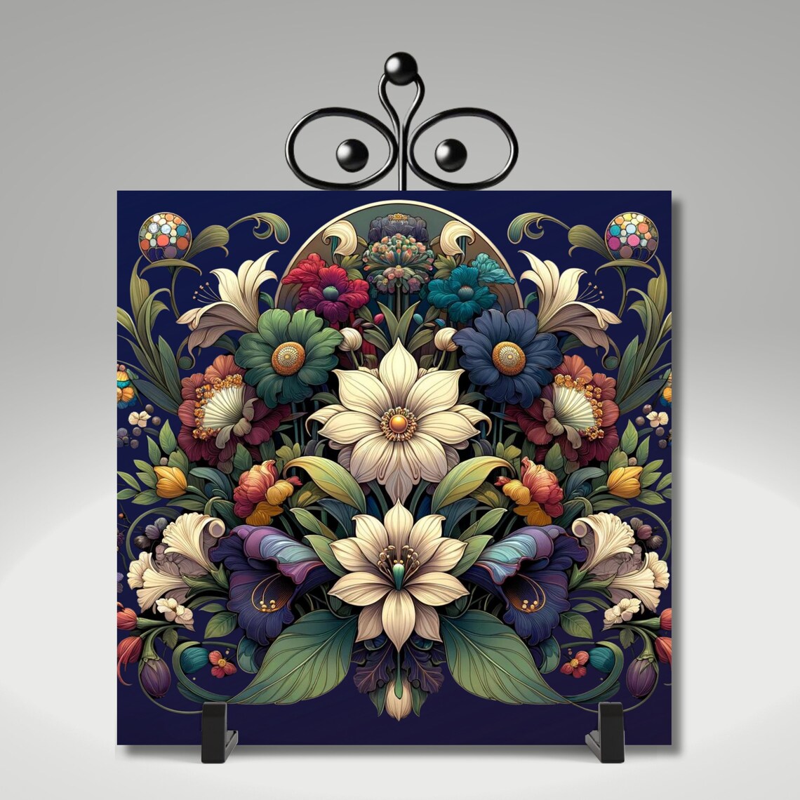 Floral Art Nouveau Ceramic Tile Poster Print, Vintage - Image 5