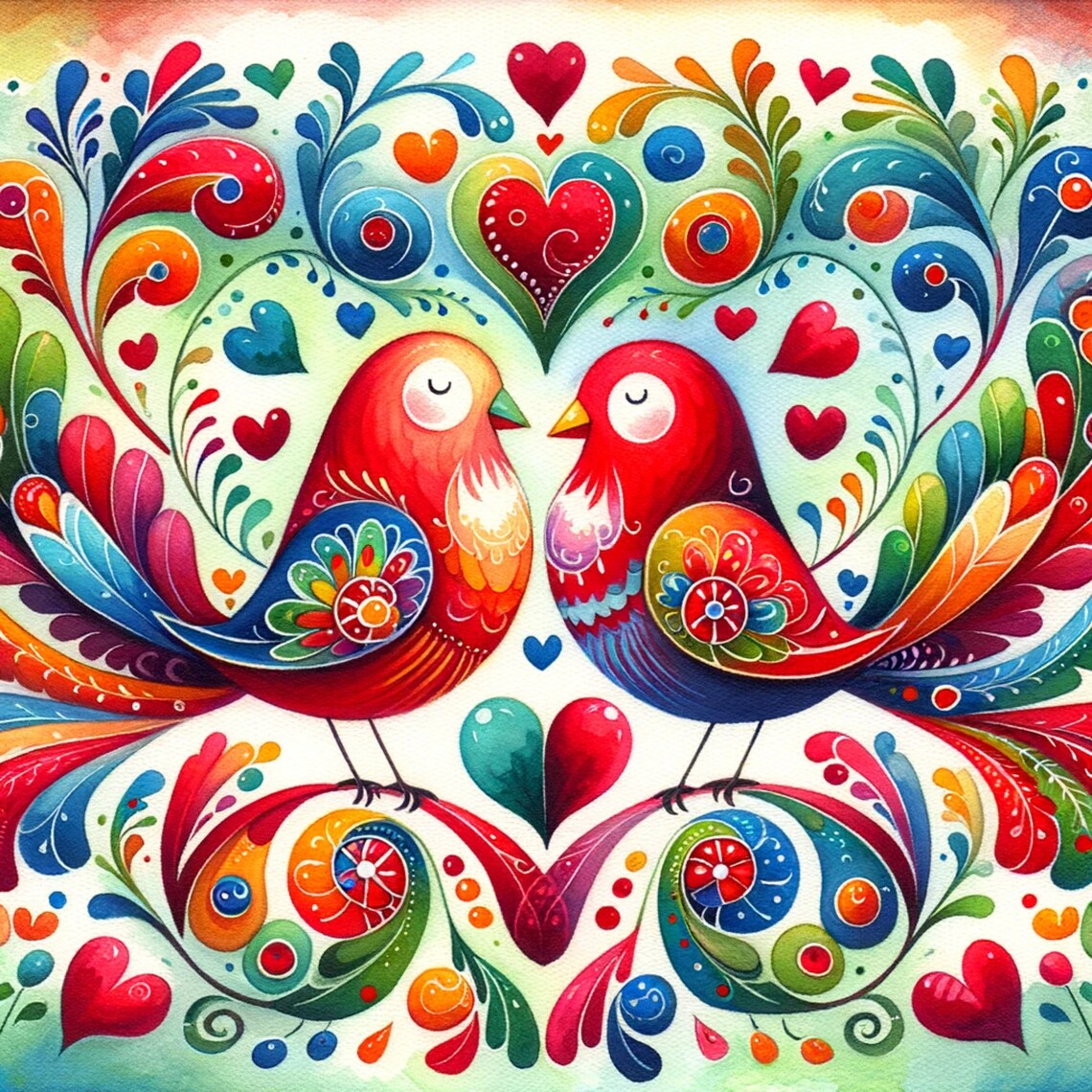 Folk Art Love Birds Decorative Ceramic Tile Home Decor - Image 4