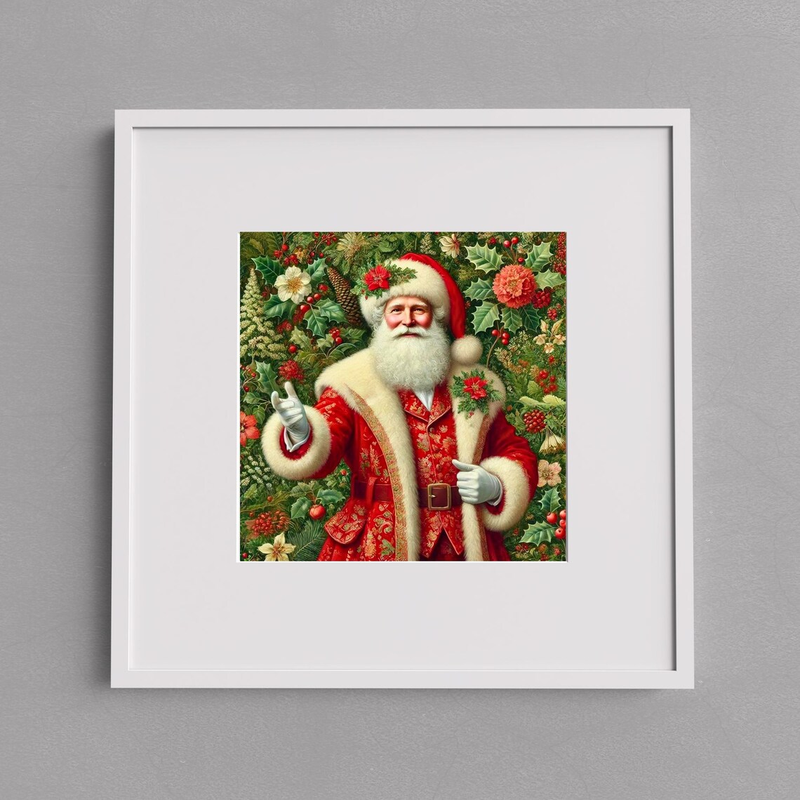 William Morris-Inspired Santa Claus Art Print - Image 3