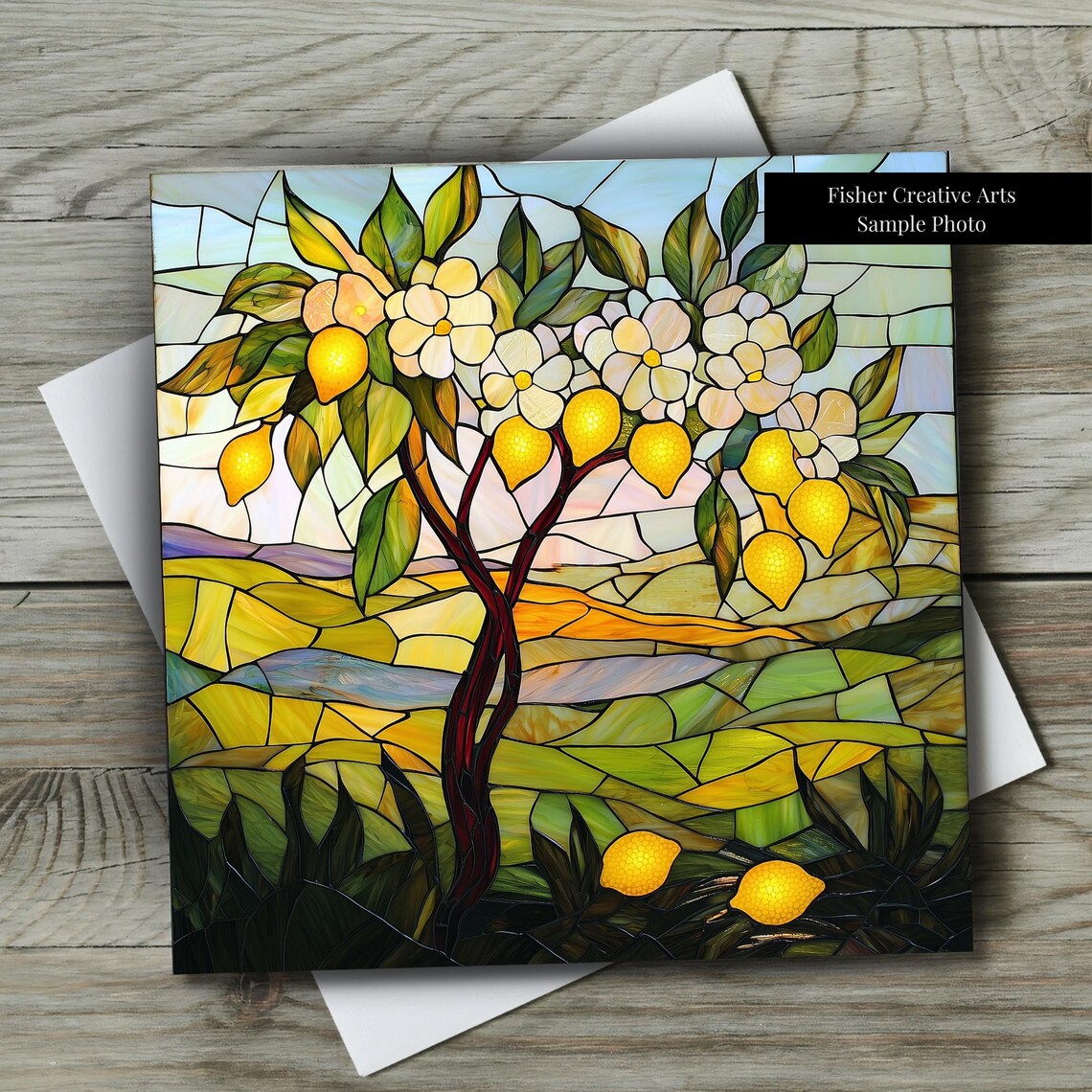 Stained Glass Lemon Tree, Amalfi Coast Wall Art Print - Image 2
