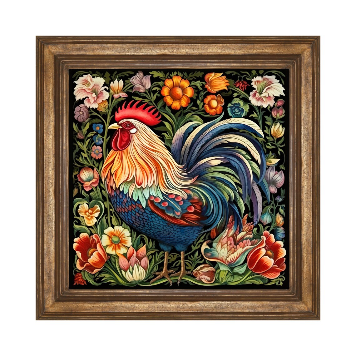Rooster and Chicken Farmhouse Kitchen Art Print - Image 3