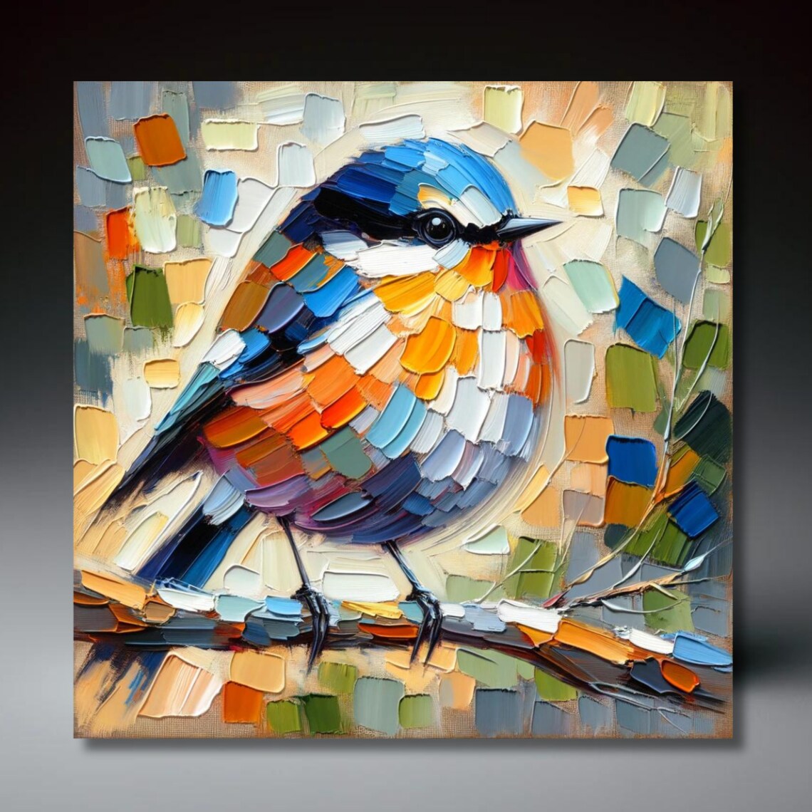 Songbird Ceramic Art Tile, Expressionist Bird Decor