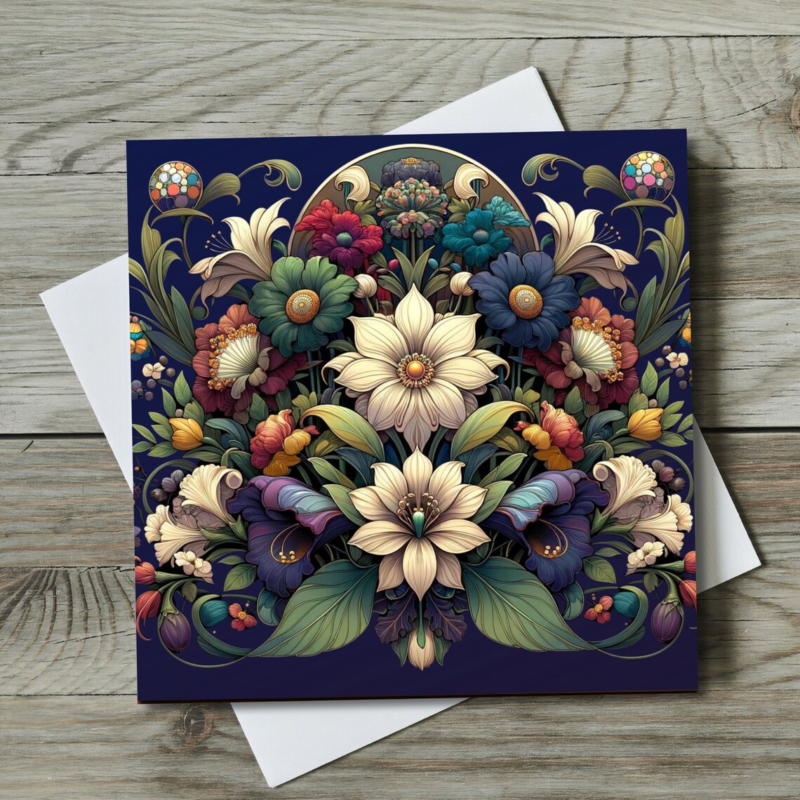 Floral Art Nouveau Ceramic Tile Poster Print, Vintage - Image 2