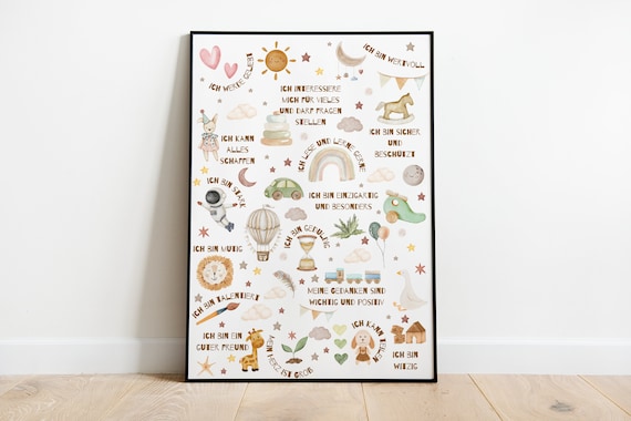 Magical Affirmations For Children Cute Sayings For Positive Thoughts Posters In Sizes A5 A3