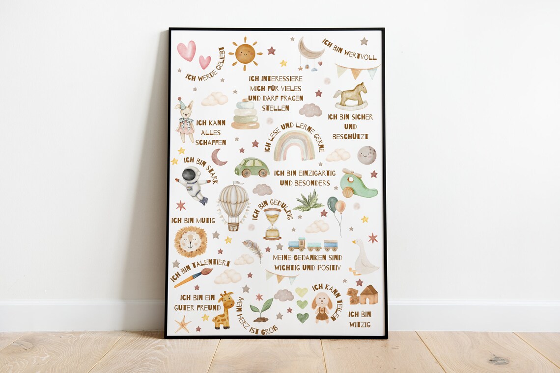 Magical Affirmations For Children Cute Sayings For Positive Thoughts Posters In Sizes A5 A3