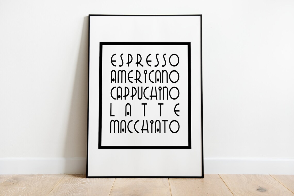 Types of Coffee Poster, Kitchen Wall Art Print