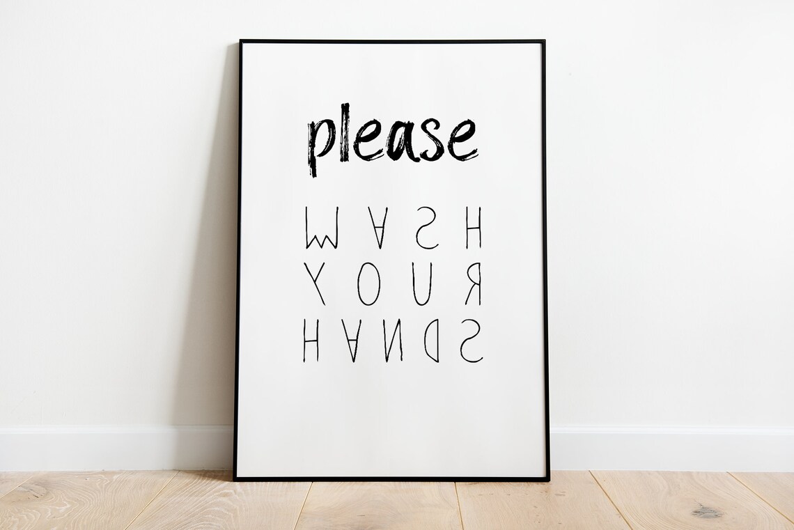 Please Wash Your Hands Bathroom Poster, Washroom Sign