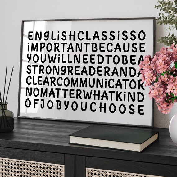 English Class Reading Motivational Quote Typography Classroom Poster